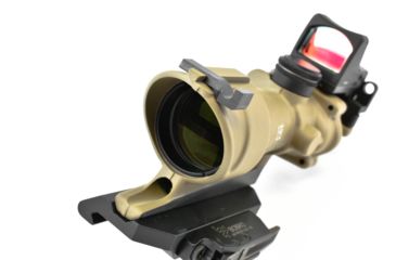 Image of Trijicon 4x32 ACOG ECOS, Center Illuminated Amber Crosshair 5.56 Reticle w/ Backup Iron Sights, Quick Release Mount &amp; LED 3.25 MOA Red Dot RMR Type 2, Cerakote FDE, 100555