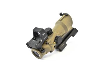 Image of Trijicon 4x32 ACOG ECOS, Center Illuminated Amber Crosshair 5.56 Reticle w/ Backup Iron Sights, Quick Release Mount &amp; LED 3.25 MOA Red Dot RMR Type 2, Cerakote FDE, 100555
