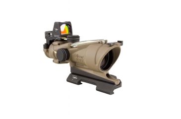 Image of Trijicon 4x32 ACOG ECOS, Dual Illuminated Green Crosshair 5.56 Reticle w/ Backup Iron Sights, Quick Release Mount &amp; LED 3.25 MOA Red Dot RMR Type 2, Cerakote FDE, 100554