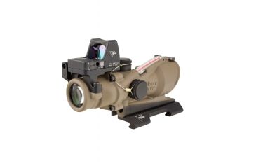 Image of Trijicon 4x32 ACOG ECOS, Dual Illuminated Red Crosshair 5.56 Reticle w/ Backup Iron Sights, Quick Release Mount &amp; LED 3.25 MOA Red Dot RMR Type 2, Cerakote FDE, 100553