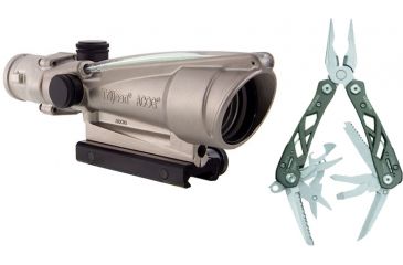 Image of Trijicon ACOG 3.5x35 Nickel Boron Dual Illum. Green Chevron .223 Ball. Reticle w/ TA51 Mount TA11-C-100201 w/ Gerber Suspension Multi-Plier w/ Open Frame Design 1473