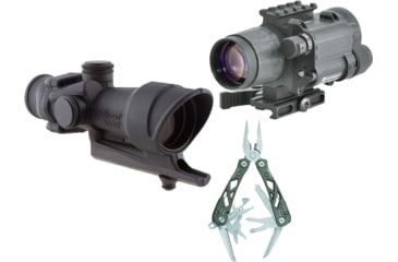 Image of Trijicon ACOG 4x32 Scope w/Full Line Red Illumination Reticle with Armasight Gen 2+ Day/Night Vision Clip-On System and FREE Gerber Suspension Multi-Plier