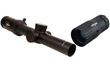 Image of Trijicon Credo HX CRHX424 1-4x24mm Rifle Scope, 30 mm Tube, Second Focal Plane, Black, Green Standard Duplex Crosshair Reticle, MOA Adjustment, w/ TRYBE Optics Enhancer, CRHX424-C-2900010-KIT1