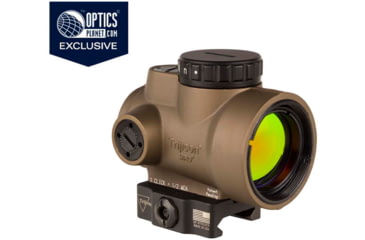Image of Trijicon OPMOD MRO 1x25mm Red Dot Sight, 2 MOA Green Dot Reticle, w/Low Levered Quick Release Mount AC32082, Angled Glass, Coyote Brown, 2200098