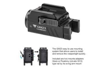Image of TrustFire GM23 Quick Release Li-Polymer Rechargeable CREE XP-L HI LED Sub-Compact Pistol Light, 800 Lumens, Black, GM23