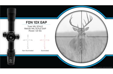 Image of U.S. Optics FDN-10X Rifle Scope, 1.8-10x40mm, 34mm Tube, FFP, GAP Reticle, 1/10 MIL Elevation/ Windage Adjustment, Black, Small, FDN 10x GAP