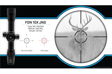 Image of U.S. Optics FDN-10X Rifle Scope, 1.8-10x40mm, 34mm Tube, FFP, JNG MIL Reticle, 1/10 MIL Elevation/ Windage Adjustment, Black, Small, FDN 10X JNG MIL