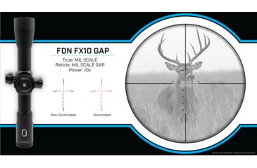 Image of U.S. Optics FDNFX-10 Rifle Scope, 10x40mm, 34mm Tube, FFP, GAP Reticle, 1/10 MIL Elevation/ Windage Adjustment, Black, Small, FDN FX10 GAP