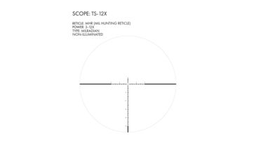 Image of U.S. Optics TS-12X Rifle Scope, 3-12x52mm, 30mm Tube, FFP, MHR Non-Lit Reticle, 1/10 MIL Elevation/ Windage Adjustment, Black, Small, TS-12X MHR