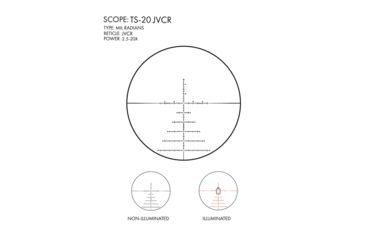 Image of U.S. Optics TS-20X Rifle Scope, 2.5-20x50mm, 34mm Tube, FFP, JVCR Reticle, Elevation and Windage 1/10 MIL Adjustment, Black, Small, TS-20X JVCR