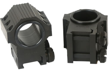 Image of Kensight USTS Double Width Steel Scope Rings, 1.270in High Profile, Ribbed, Black, 660-644
