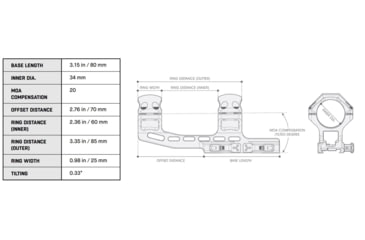Image of UTG Pro ACCU-SYNC QR Cantilever Mount, 20 MOA, 70 mm Offset, 34 mm Tube, Picatinny, Black, AIR420MOA