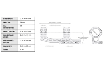 Image of UTG Pro ACCU-SYNC QR Cantilever Mount, 30 MOA, 70 mm Offset, 34 mm Tube, Picatinny, Black, AIR430MOA