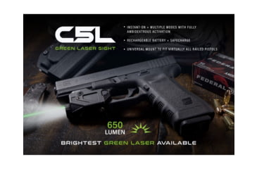 Image of Viridian Weapon Technologies C5L Custom 580 Lumen LED Green Laser Tactical Light w/ INSTANT-ON &amp; SafeCharge Power Bank, Lithium Ion, Black, 930-0058