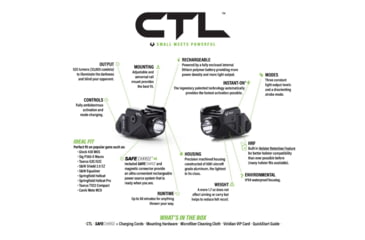 Image of Viridian Weapon Technologies CTL Custom 580 Lumen LED Tactical Light w/ INSTANT-ON & SafeCharge Power Bank, Lithium Ion, Black, 930-0043