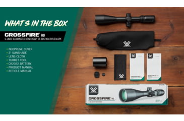 Image of Vortex Crossfire HD 6-18x50 mm 1 in Tube Rifle Scope, Second Focal Plane, Illuminated Dead-Hold 2A BDC MOA, Black, 13.9, 23.2oz, CFR-61801I