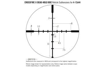 Image of Vortex Crossfire II Rifle Scope, 4-12x44mm, 1in Tube, Second Focal Plane, Non-Illuminated Dead-Hold BDC Reticle, Black Hard Anodized, CF2-31015