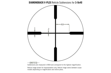 Image of Vortex Diamondback 3-9x40mm Rifle Scope, 1 in Tube, Second Focal Plane, Black, Hard Anodized, Non-Illuminated V-Plex Reticle, MOA Adjustment, DBK-M-01P