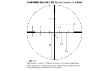 Image of Vortex Diamondback 4-12x40mm Rifle Scope, 1 in Tube, Second Focal Plane, Black, Hard Anodized, Non-Illuminated Dead-Hold BDC Reticle, MOA Adjustment, DBK-04-BDC