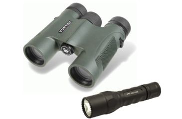 Image of Vortex Diamondback 10x28 Center Focus Binocular w/ Surefire Matte Black Tactical LED 6PX Flashlight 