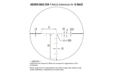 Image of Vortex Golden Eagle 15-60x52mm Rifle Scope, 30mm Tube, Second Focal Plane, Black, Hard Anodized, Non-Illuminated ECR-1 MOA Reticle, MOA Adjustment, TCS-1503