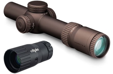 Image of Vortex Razor HD Gen III 1-10x24 mm Rifle Scope, 34 mm Tube, First Focal Plane, Stealth Shadow, Hard Anodized, Red EBR-9 MOA Reticle, MOA Adjustment, w/ TRYBE Optics Enhancer, RZR-11001-KIT1