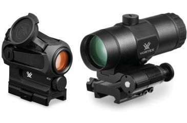 Image of Vortex SPARC AR 1x22mm 2 MOA Red Dot Sight, AAA Battery w/ 3x Magnifier and Flip Mount, Black