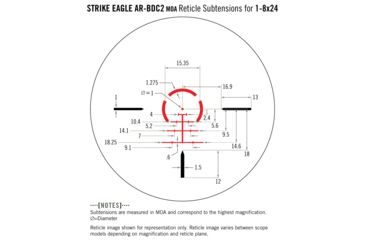 Image of Vortex Strike Eagle 1-8x24mm Rifle Scope, 30mm Tube, Illuminated, Glass-Etched AR-BDC2 Reticle, Black SE-1824-1