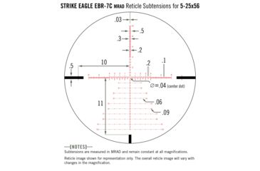 Image of Vortex Strike Eagle 5-25x56 mm Rifle Scope, 34 mm Tube, First Focal Plane, Black, Matte, Red EBR-7C MRAD Reticle, Mil Rad Adjustment, SE-52504