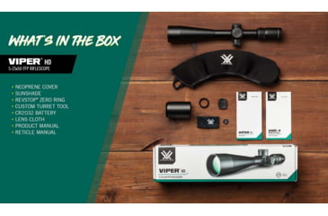 Image of Vortex Viper HD 5-25x50 Rifle Scope, 30mm Tube, First Focal Plane, VMR-4 MRAD Reticle, Black, VPR-52502
