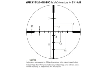 Image of Vortex Viper HS 2.5-10x44mm Rifle Scope, 30mm Tube, Second Focal Plane, Black, Hard Anodized, Non-Illuminated Dead-Hold BDC Reticle, MOA Adjustment, VHS-4303