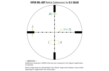 Image of Vortex Viper PA 6.5-20x50mm Rifle Scope, 30mm Tube, Second Focal Plane, Black, Hard Anodized, Non-Illuminated Mil-Dot Reticle, MOA Adjustment, VPR-M-06MD