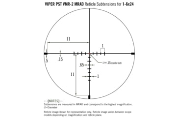 Image of Vortex Viper PST Gen II Rifle Scope, 1-6x24mm, 30mm Tube, SFP, VMR-2 MRAD Reticle, Black, PST-1607