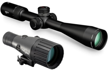 Image of Vortex Viper PST Gen II 5-25x50mm Rifle Scope, 30mm Tube, First Focal Plane, Red EBR-7C MRAD Reticle and TRYBE Optics Enhancer Rifle Scope Magnification Quadrupler