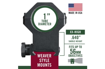 Image of Weaver 1in Four Hole Skeleton Rifle Scope Rings, X-High, Matte Black 48362