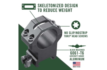 Image of Weaver 1in Four Hole Skeleton Rifle Scope Rings, X-High, Matte Black 48362