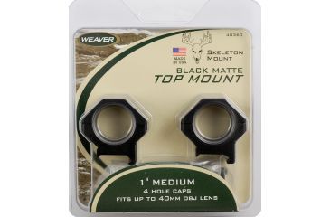 Image of USED Weaver 1in Four Hole Skeleton Rifle Scope Rings, Med, Matte Black 48360, EDEMO2, Condition Parts Only/Salvage, Defective