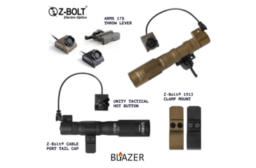 Image of Z-Bolt Blazer LEP Weapon Light - Dual Fuel - Hot Button &amp; ARMS Mount, Black, LEP-18650-PORT-HBR-IB-17S