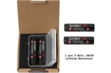 Image of Z-Bolt Rechargeable 18650 Batteries &amp; 2x Slot Chargers for High Discharge Flashlights, Weapon Lights, &amp; Illuminators, BATTS-2x-18650-CHRG
