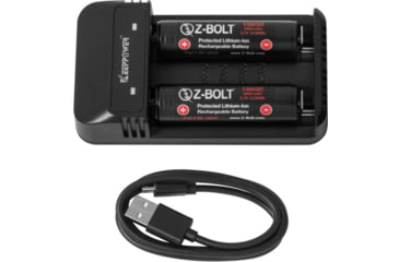 Image of Z-Bolt Rechargeable 18650 Batteries &amp; 2x Slot Chargers for High Discharge Flashlights, Weapon Lights, &amp; Illuminators, BATTS-2x-18650-CHRG