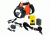 Streamlight Vulcan Orange Flashlight with vehicle and home chargers, charging rack, battery, DC vehicle charging wire, quick release shoulder strap 44501. Not shown: 8-Watt dual filament backup lamp assembly (included with 44520, 44521).