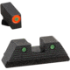 AmeriGlo Green Tritium Lamp, Orange Outline FRONT, Green Tritium Lamp, Black Outline Serrated SQ REAR, Height .180, Width .140, GL-816