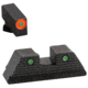 AmeriGlo Green Tritium Lamp, Orange Outline FRONT, Green Tritium Lamp, Black Outline Serrated SQ REAR, Height .200, Width .140, GL-818
