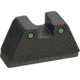 AmeriGlo Rear Only-Green Tritium Lamp, 2-dot Black Outlines .429 H .150 Sq Notch fits MOS slide, GTR-209