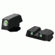 Hiviz Tritium Nitesight Set for Glock 9mm/40 S&amp;W/357 Sig, Green W/White Outline, GLN125