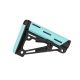Hogue AR-15/M-16 OverMolded Collapsible Buttstock - Fits Commercial Buffer Tube, Rubber, Aqua, 13450