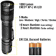 Kilimanjaro Gear CREE XP-L V6 Tactical Flashlight LED 1000 Lumen, Black, 910256