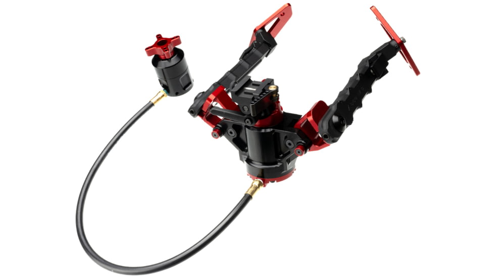 ACCU-TAC Hyb-500 Hydro Bipod, Picatinny, Cants, Remote Vert Adjust, Black/Red, Large, HYB-0500