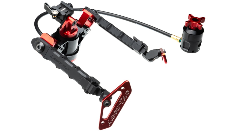 ACCU-TAC Hyb-500 Hydro Bipod, Picatinny, Cants, Remote Vert Adjust, Black/Red, Large, HYB-0500