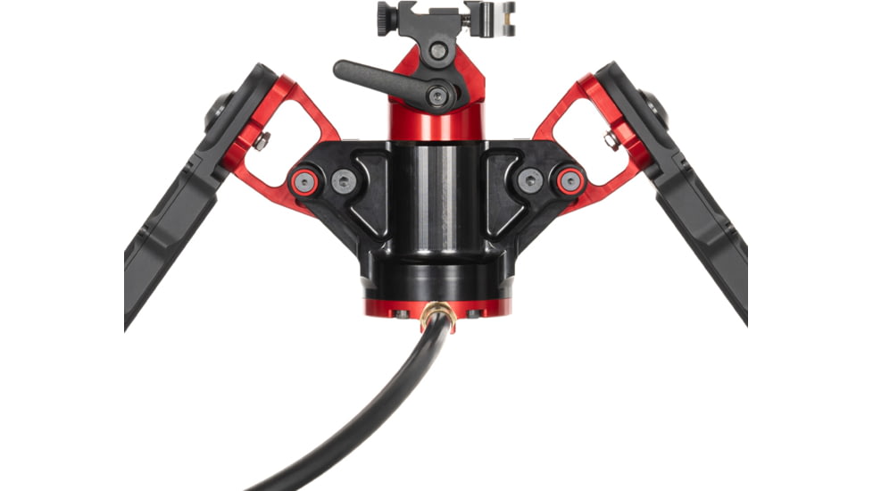 ACCU-TAC Hyb-500 Hydro Bipod, Picatinny, Cants, Remote Vert Adjust, Black/Red, Large, HYB-0500